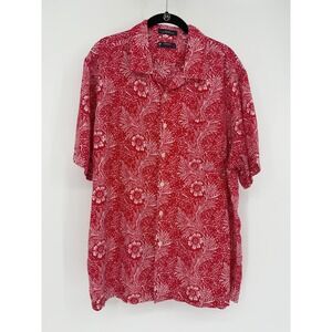 Cremieux Classics Mens XL Red White Floral Lyocell Short Sleeve Shirt